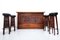 Mid-Century Modern Wooden African Bar with 4 Stools, 1950s, Image 15