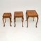 Antique Queen Anne Style Burr Walnut Nesting Tables, Set of 3, Image 5
