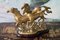 Vintage Brass Statue with Three Running Horses. France, 1970s 1