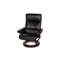 Fauteuil et Tabouret en Cuir Noir de Stressless, Set de 2 8