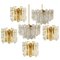 Ice Glass Wall Sconces with Brass Tone by J. T. Kalmar, Austria, Set of 6, Image 1