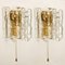 Ice Glass Wall Sconces with Brass Tone by J. T. Kalmar, Austria, Set of 6 2