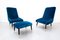 Italienisches Mid-Century Sitzset aus blauem Samt, 1950er, 3er Set 3