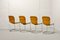 Dining Chairs in Yellow Leather & Chrome from Cidue, Italy, 1970s, Set of 4, Image 4