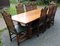 Oak Refectory Table with 8 Dining Chairs, 1960s, Set of 9 2