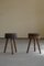 Swedish Primitive Stools in Solid Wood, Early 20th-Century, Set of 2 1