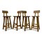 French High Stools in Solid Elm, Set of 4 1