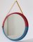 Italian Wall Mirror in Red and Blue with Yellow Ribbon, 1950s 10