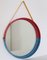Italian Wall Mirror in Red and Blue with Yellow Ribbon, 1950s, Image 10