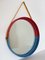 Italian Wall Mirror in Red and Blue with Yellow Ribbon, 1950s 5