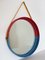 Italian Wall Mirror in Red and Blue with Yellow Ribbon, 1950s, Image 5