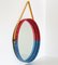 Italian Wall Mirror in Red and Blue with Yellow Ribbon, 1950s 2