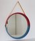 Italian Wall Mirror in Red and Blue with Yellow Ribbon, 1950s 9