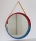 Italian Wall Mirror in Red and Blue with Yellow Ribbon, 1950s, Image 9