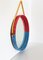 Italian Wall Mirror in Red and Blue with Yellow Ribbon, 1950s 3