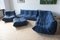Blue Microfibre Togo Living Room Set by Michel Ducaroy for Ligne Roset, 1970s, Set of 5 1