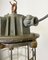 Lámpara colgante industrial enjaulada de hierro fundido gris, años 60, Imagen 5