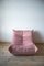 Pink Pearl Velvet Togo Lounge Chair, Pouf and 3-Seat Sofa by Michel Ducaroy for Ligne Roset, Set of 3 5