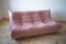 Pink Pearl Velvet Togo Lounge Chair, Pouf and 3-Seat Sofa by Michel Ducaroy for Ligne Roset, Set of 3 3