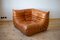 Vintage Pine Leather Togo Corner Seat by Michel Ducaroy for Ligne Roset 1