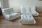 Vintage French White Leather Togo Living Room Set by Michel Ducaroy for Ligne Roset, Set of 3 14