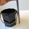 French Octagonal Ice Bucket in Black Glass & Brass, 1980s 7