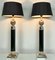 Large Regency Style Chrome and Black Table Lamps with Pine Cone Decoration, 1980s, Set of 2 3
