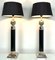 Large Regency Style Chrome and Black Table Lamps with Pine Cone Decoration, 1980s, Set of 2 2