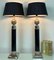 Large Regency Style Chrome and Black Table Lamps with Pine Cone Decoration, 1980s, Set of 2 6