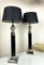 Grandes Lampes de Bureau Style Regency en Chrome et Noir avec Décoration en Pomme de Pin, 1980s, Set de 2 1