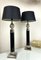 Large Regency Style Chrome and Black Table Lamps with Pine Cone Decoration, 1980s, Set of 2 1