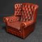 Burgundy Leather Chesterfield Wingback Armchair 9