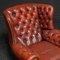 Burgundy Leather Chesterfield Wingback Armchair, Image 4