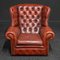 Burgundy Leather Chesterfield Wingback Armchair 1