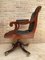 Spanish Black Leather Armchair in Mahogany with Wheels, 1930s 7