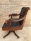 Spanish Black Leather Armchair in Mahogany with Wheels, 1930s 9