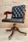 Spanish Black Leather Armchair in Mahogany with Wheels, 1930s, Image 3