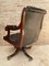 Spanish Black Leather Armchair in Mahogany with Wheels, 1930s, Image 14