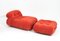 Soriana Chaise Lounge with Ottoman in Red by Tobia & Afra Scarpa for Cassina, Set of 2 1
