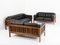 Scandinavian Rosewood and Black Leather Seating Group from Monte Carlo, 1965, Set of 3 3