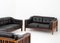Scandinavian Rosewood and Black Leather Seating Group from Monte Carlo, 1965, Set of 3, Image 4