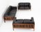 Scandinavian Rosewood and Black Leather Seating Group from Monte Carlo, 1965, Set of 3 2