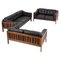 Scandinavian Rosewood and Black Leather Seating Group from Monte Carlo, 1965, Set of 3, Image 1