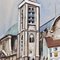 Iglesia de Saint-Nicolas Du Chardonnet en París, Lucien Génin, años 30, Gouache sobre papel, Imagen 8