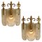 Decorated Glass and Brass Wall Lights from Kaiser, 1970s, Germany, Set of 2 1