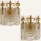 Decorated Glass and Brass Wall Lights from Kaiser, 1970s, Germany, Set of 2 2