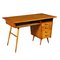 Writing Desk in Veneered Solid Fruitwood and Brass, Argentina, 1950s 1