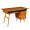 Writing Desk in Veneered Solid Fruitwood and Brass, Argentina, 1950s, Image 1