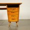 Writing Desk in Veneered Solid Fruitwood and Brass, Argentina, 1950s 3