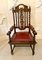 Large Antique Victorian Quality Carved Oak Armchair 11